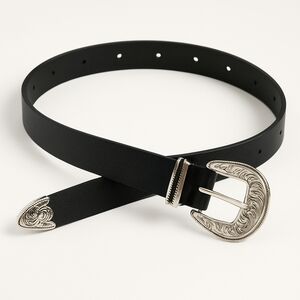 Elegant Black Belt with Silver Buckle